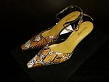 Silk Buckle Mule Shoe 9.5 in Monarch Butterfly