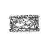 Sterling Silver Oxidized Open Filigree Rope Edged Band Ring