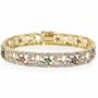 18k Gold Over Silver Ruby, Sapphire, Emerald & Diamond Accent Flower Bracelet