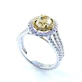 18k Two Tone Gold 1.69 Carats Total Natural Fancy Oval Diamond Ring