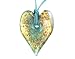 Sterling Silver Teal and Yellow-Tone Murano Glass Heart Pendant w/ Teal Cord
