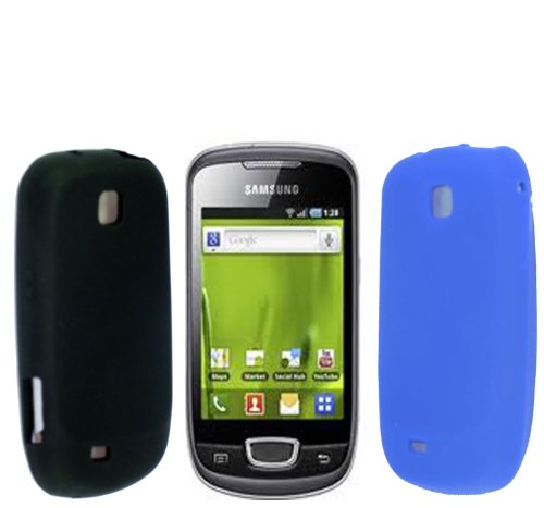 A PACK OF BLACK + BLUE COLOUR GEL PROTECTION CASE COVER FOR SAMSUNG GALAXY MINI S5570