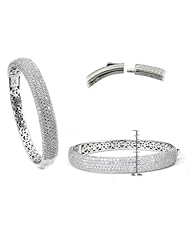 Sterling Silver with Cubic Zirconium Locking Clasp Bangle
