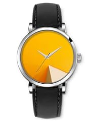 SPRAWL Aanalog Fashion Series Silver Ladies Watches of Genuine Black Leather Strap,Unique Wrist Watch for Women Girls Designed with Floor beige wall