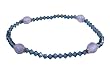 Anklet - A30 - Swarovski TM Crystal and Textured Frosty Glass Beads - Stretch ~ Montana (Denim Blue)