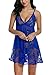 Avidlove Babydoll Lingerie for Women Sexy Nightgowns Lace Chemise Lingerie Nighty Blue Large