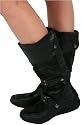 L91 New Womens Black Mid Calf Biker Boots Sizes 3-8 UK