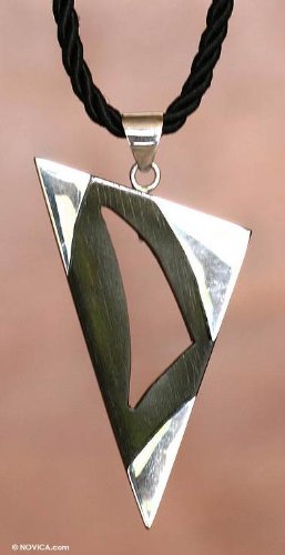 Wood and silver pendant Lifes Laws