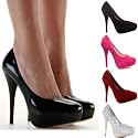 Womens Black Patent Platform Ladies High Heels Court Shoes with shoeFashionista Boutique Bag