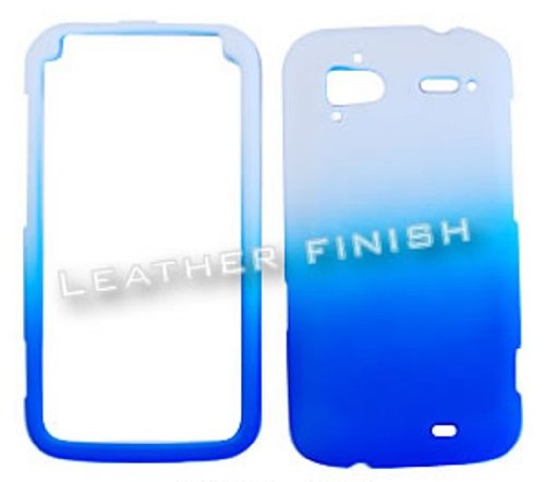 HTC Sensation 4G Leather Finish Two Tone, White and Blue Hard Case/Cover/Faceplate/Snap On/Housing/Protector