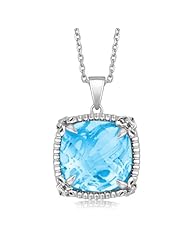 Sterling Silver Pendant with White Sapphire Accented Sky Blue Topaz