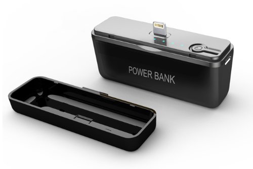 PowerBot® TNT BP2600 Universal Power Bank w/ Built-In Lightning Connector + MicroUSB Cable+ Standard USB Port 2600mAh Juice Pack Power Bank Backup Battery Charger for iPhones, Android Phones, iPad, Samsung MP3, MP4 Player, GPS, Tablets, iPhone5 iPod Nano7 iPod Touch5 New iPad 4 iPad Mini, by EyeCandis (Black)