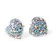 Aurora Borealis Crystal Heart Stud Earrings Fashion Jewelry