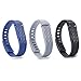 i-smile® 3PCS Replacement Bands with Metal Clasps for Fitbit Flex (3D Edition: Black&Navy&Grey, Small)