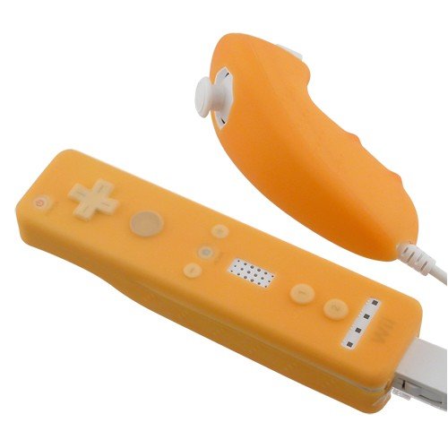 Easy Slip-On Silicone Skin Case for Nintendo Wii Remote Control & Nunchuk, Orange