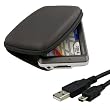 BLACK Color - Hard Shell Nylon Carrying Case + USB Cable - for Garmin Nuvi 4.3-Inch Vehicle GPS Navigator 200w 250w 260w 255w 265wt 580 660 670 680 (Garmin GPS Not Included)