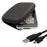 BLACK Color - Hard Shell Nylon Carrying Case + USB Cable - for Garmin Nuvi 4.3-Inch Vehicle GPS Navigator 710 750 760 770 780 850 880 785T 775T 765T 755T (Garmin GPS Not Included)
