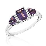 Created Alexandrite and Diamond Ring