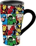 Silver Buffalo Marvel Characters Grid Ceramic Travel Mug with Friction Lid, 18 Ounces, Multicolored (MC6188)