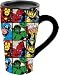 Silver Buffalo Marvel Characters Grid Ceramic Travel Mug with Friction Lid, 18 Ounces, Multicolored 