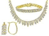 Jewelry : DIAMOND ACCENT 18KT OVER STERLING SILVER NECKLACE BRACELET AND EARRINGS SET