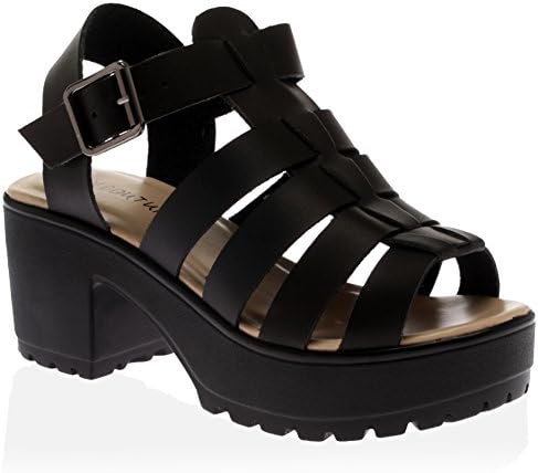 My1stwish Women's Platform Heel Gladiator Sandals Size 8 Black