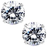 6mm Round Cubic Zirconia Titanium Stud Earrings