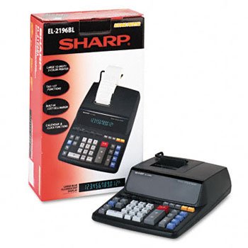 Sharp EL-2196BL Heavy Duty Color Printing Calculator with Clock and Calendar