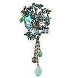 Blue Spider Floral Brooch Crystals