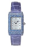 Jaeger-LeCoultre Reverso Duetto Womens's Manual Watch 18K White Gold Silver Dial with Blue Diamonds on Purple Leather Strap Q2663407
