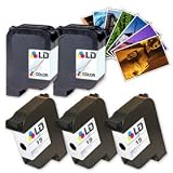 HP 15 & HP 17 Remanufactured Combo Set - 3 Black HP 15 (C6615DN) and 2 Tri-Color HP 17 (C6625AN) + Free 20 Pack of LD Brand 4x6 Photo Paper