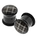 White Acrylic Single Flared Plugs with Plaid Pattern and "O" Ring - 2G - Sold as a Pair