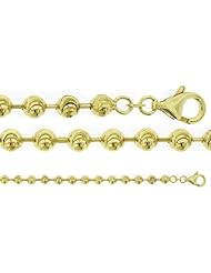 Yellow Gold Tone 925 Silver Moon Cut Link Chain Necklace 4.9MM 28"