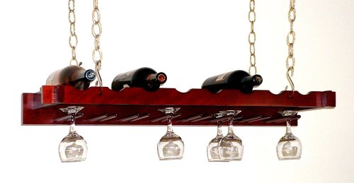 Hanging Wine  &  Stemware Rack, Dark Cherry