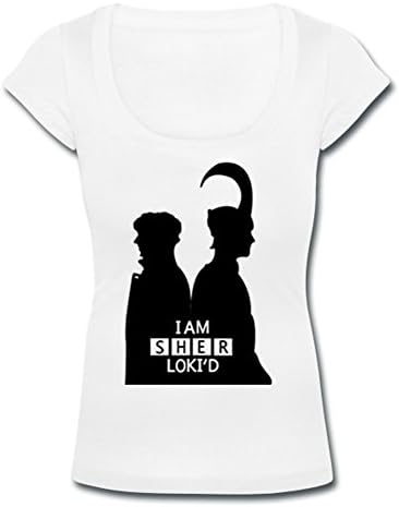 Women Scoop Neck T-shirt A0469 IAM Sher Loki'd Printed (S, White)