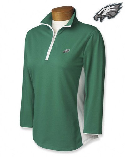 Philadelphia Eagles Women's 3/4 Sleeve Colorblock Half Zip Mock - X-Small