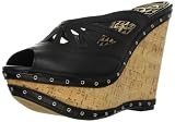 Jessica Simpson Women's Kayla Wedge,Black Alaska Leather,8 M US