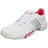 adidas Women's Barricade Team Tennis Shoe,Running White/Metallic Silver/Fresh Pink,10 M US
