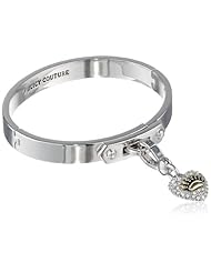 Juicy Couture Silver Pave Heart Starter Charm Bangle Bracelet, 2.37"