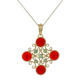 Tagliamonte - 14k Yellow Gold Red Venetian Cameo and Green Tourmaline Pendant,... by Amazon.com Collection