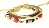 Neptune Giftware Brown Leather Strap , Cord & Beads Leather Bracelet / Leather Wristband / Surf Bracelet - 114