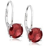 Sterling Silver 8mm Round Garnet Lever Back Earrings