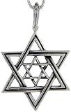 Sterling Silver Star of David Charm, 2 1/8 (54mm) Tall.