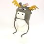 Winter Moose Animal Face Knit Trooper Trapper Fleece Ski Hat Gray