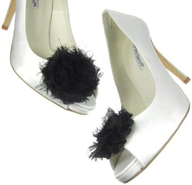 Magnetic Black Chiffon Flower Shoe Clips