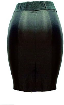 Flair Fashion's Ladies Black Color Layered Pencil Skirt with Black Belt - size (L)