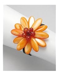 Flower Leather Dyed Mother of Pearl Bracelet In White Base