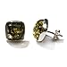 Ian and Valeri Co .Green Amber Sterling Silver Stud Square Earrings