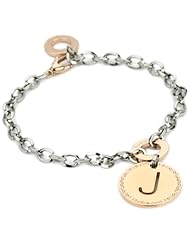 Rebecca "Word" Rose Gold Over Bronze Letter "J" Bracelet