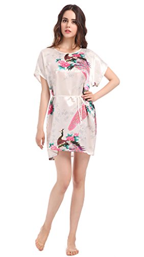 Women's Gorgeous Bridesmaid Kimono Robe Silk Sleepwear Peacock Bride Robes